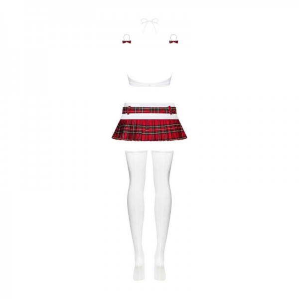 Ecolière schooly - costume rouge & blanc 5 pièces