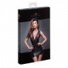 Mini-robe noire F168 wetlook avec décolleté dentelle  - Noire Handemade