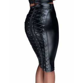 Jupe crayon noire F152 Powerwetlook  -Noir Handmade