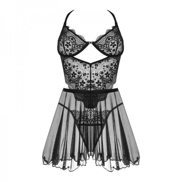 Nuisette sensuelle noire DARK MIRAGE et string inclus