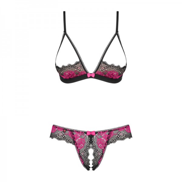 Ensemble 2 pcs  ouvert TULIA - Noir & Fuchsia