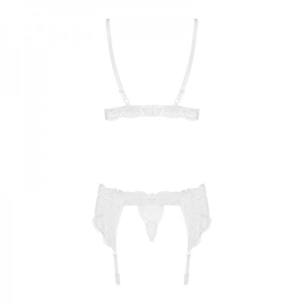 Ensemble 3 pieces porte-jarretelles- blanc