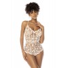 Body blanc sexy en dentelle transparente brodée