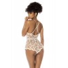 Body blanc sexy en dentelle transparente brodée