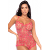 Body sexy en dentelle transparente couleur cerise