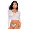 Ensemble lingerie dentelle blanc – Crop top & string sexy femme