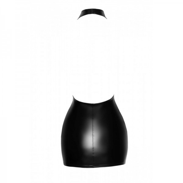 Robe bustier F255 dos nu wetlook  - Noire Handemade