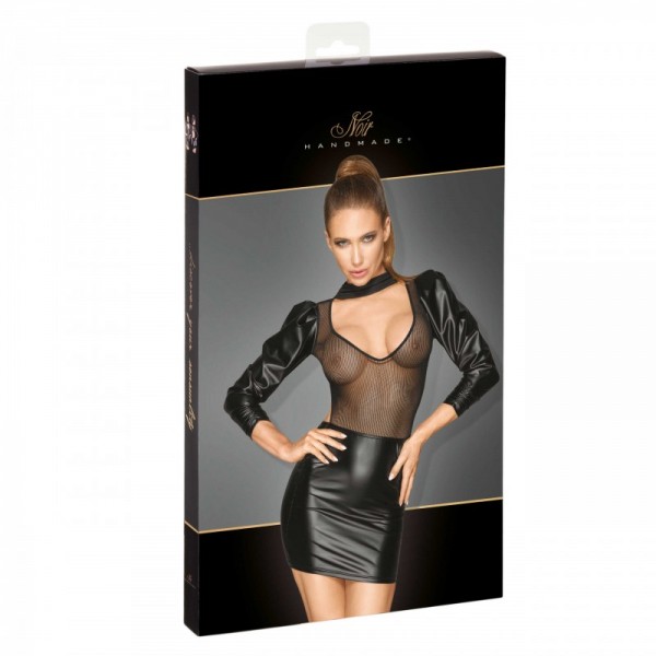 Robe F201en wetlook et tulle et manches bouffantes  - Madonna Lingerie