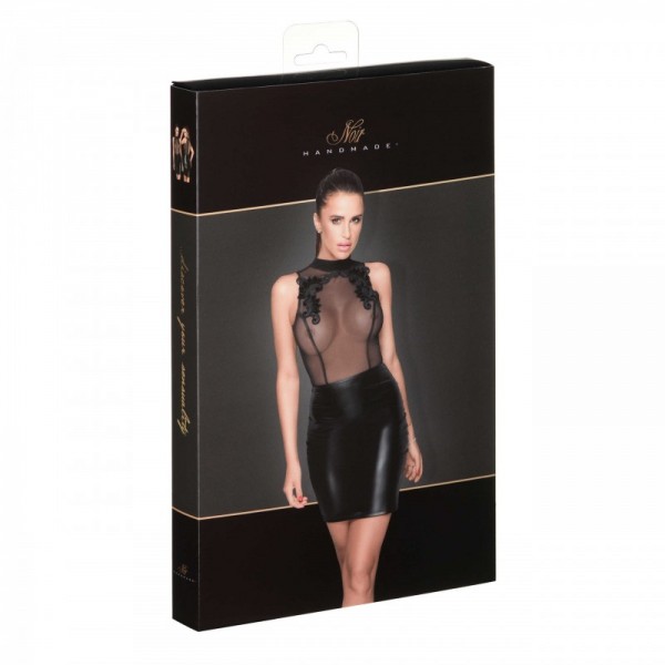 Robe noire F222 à couper le souffle "fines broderies"  - Madonna Lingerie