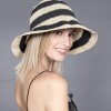 SAN REMO Chapeau turban noir et blanc en rafia