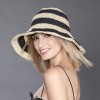 SAN REMO Chapeau turban noir et blanc en rafia