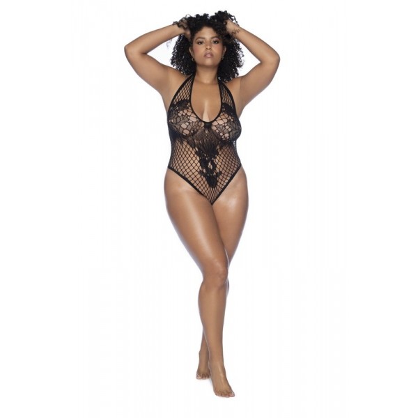 Body résille fleuri 1115X Noir
