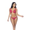 Maillot de bain deux pièces imprimé œillets rose