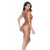 Maillot de bain deux pièces imprimé œillets rose