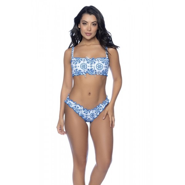 Maillot de bain deux pièces Bleu imprimé œillets
