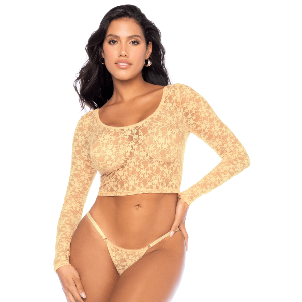 Ensemble lingerie dentelle Yellow – Crop top & string sexy femme