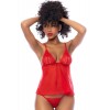 Nuisette courte sexy rouge et string assorti