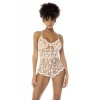 Body blanc sexy en dentelle transparente brodée