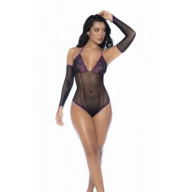 Body noir et violet et mitaines amovibles