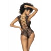 Body noir en dentelle frangée avec dos lacé – L’élégance sensuelle à l’état pur