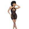 babydoll noire en maille rayures verticales