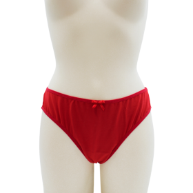 Culotte rouge en dentelle avec nœud en satin