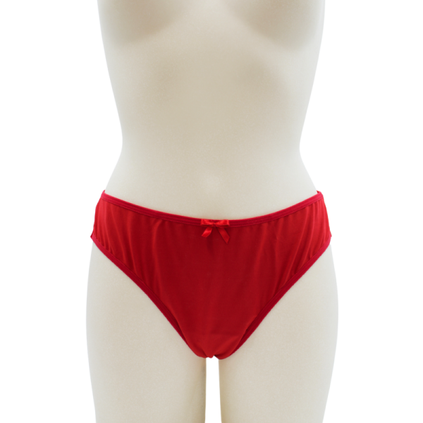 Culotte rouge en dentelle avec nœud en satin