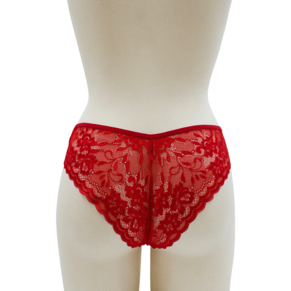 Culotte rouge en dentelle avec nœud en satin