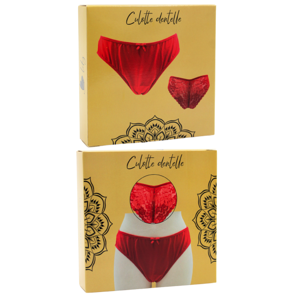 Culotte rouge en dentelle avec nœud en satin