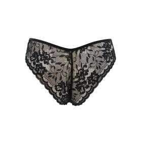 Culotte noire en dentelle avec nœud en satin