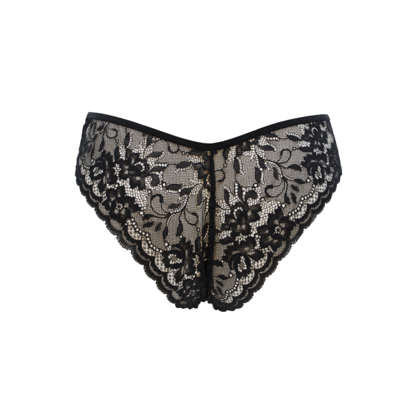 Culotte noire en dentelle avec nœud en satin