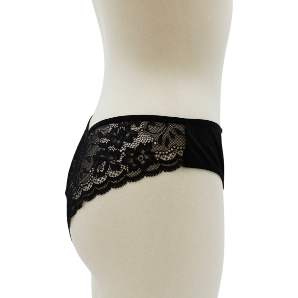 Culotte noire en dentelle avec nœud en satin