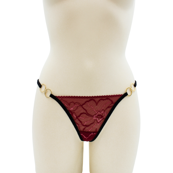 String bordeaux avec anneaux détachables