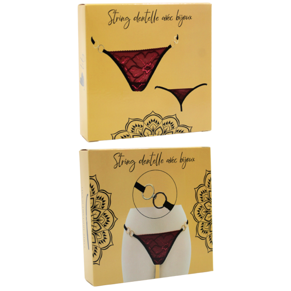 String bordeaux avec anneaux détachables