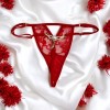 String rouge avec bijou perle & strass dorés