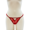 String rouge avec bijou perle & strass dorés