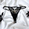 String noir avec bijou perle & strass dorés