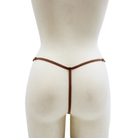 String en dentelle taupe ouvert avec chaînes dorées