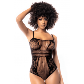 body résille noire dentelle illusion corset