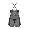 838 BAB - Babydoll noire & string assorti