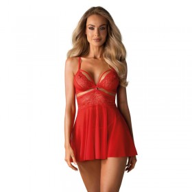 838 BAB - Babydoll rouge & string assorti