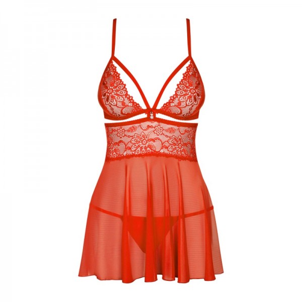 838 BAB - Babydoll rouge & string assorti
