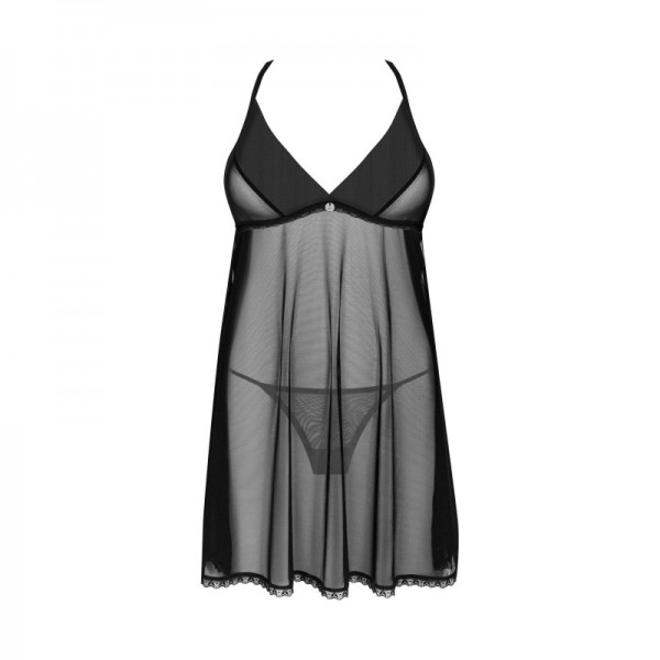 Babydoll et String noire LATINESA   - Madonna Lingerie