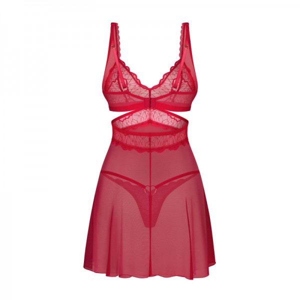 Babydoll et string rouge CUPIDE DESIR  - Madonna Lingerie