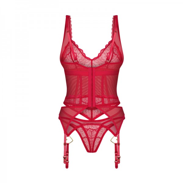 CUPIDE DESIR corset et string - Rouge
