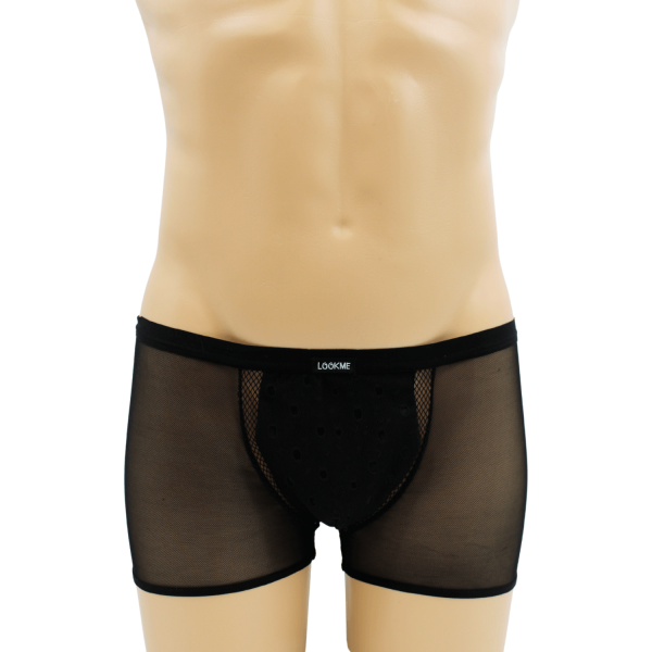 Boxer noir semi opaque avec un jeu de résille