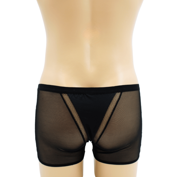 Boxer noir semi opaque avec un jeu de résille