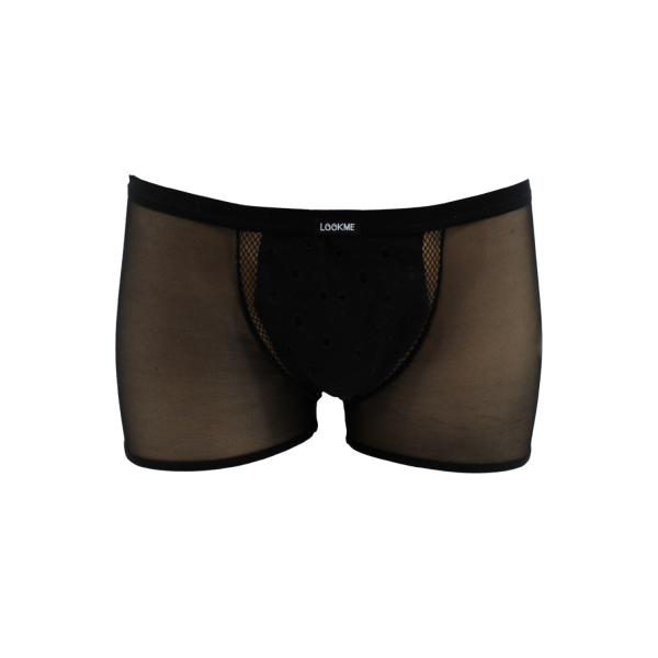Boxer noir semi opaque avec un jeu de résille