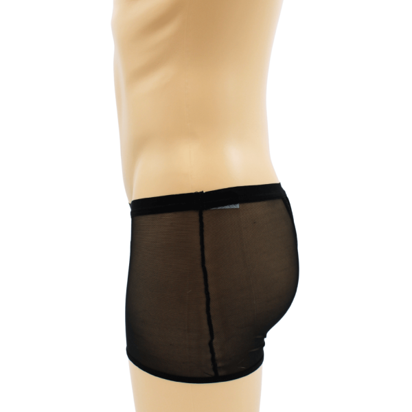 Boxer noir semi opaque avec un jeu de résille