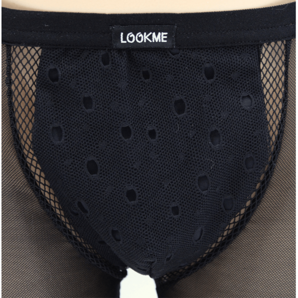 Boxer noir semi opaque avec un jeu de résille